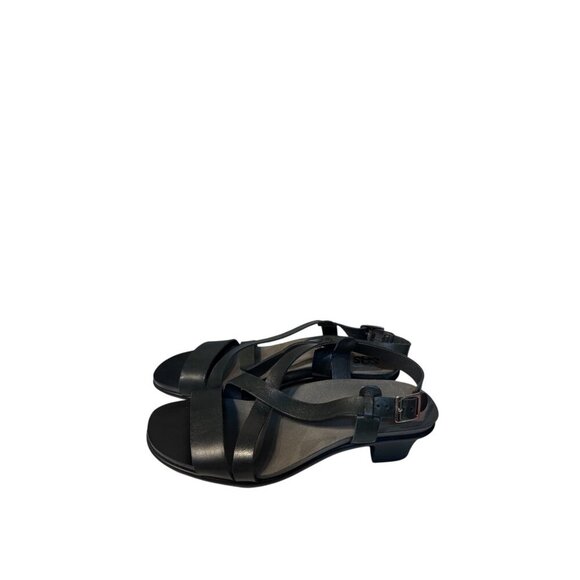SAS NOUVEAU ALFA BLACK SANDALS WOMEN LEATHER STRAP Size 8M New Without Box - Picture 1 of 5